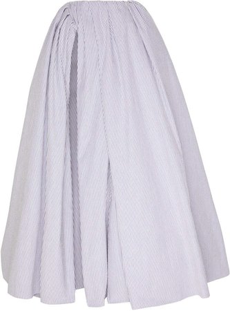 Brandon Maxwell Side-Slit Draped Linen Maxi Skirt Size: 0