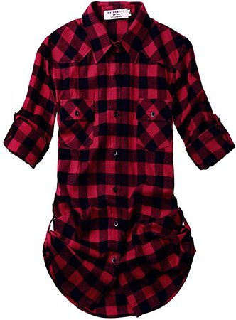 Match Women's Long Sleeve Plaid Flannel Shirt #2021(X-Large, Checks#20) at Amazon Women’s Clothing store
