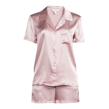 Sealy Sleepwear Women's Satin Notch Collar Sleep Top and Shorts Pajama Set with Pillowcase, 3-Piece - Walmart.com