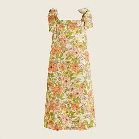 J.Crew: Tie-shoulder Cotton Poplin Dress In Zinnia Floral For Women