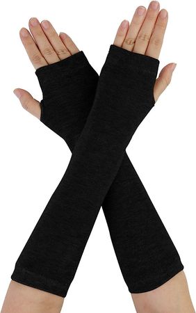 Allegra K Unisex Classic Fashion Stretch Fingerless Arm Warmers Oversleeve One Size Black at Amazon Women’s Clothing store: Cold Weather Gloves