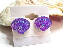 Clip On / Pierced Girls Sparkle Purple Shell Earrings - Mermaid Earrings - Beach Jewelry for Kids - Seashell Earrings- Childrens Earrings - Etsy