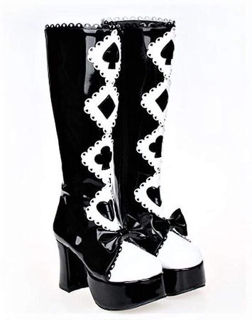 Alice In Wonderland Gothic Card Suit Boots