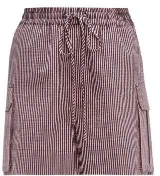Striped Cotton Blend Seersucker Shorts - Womens - Pink