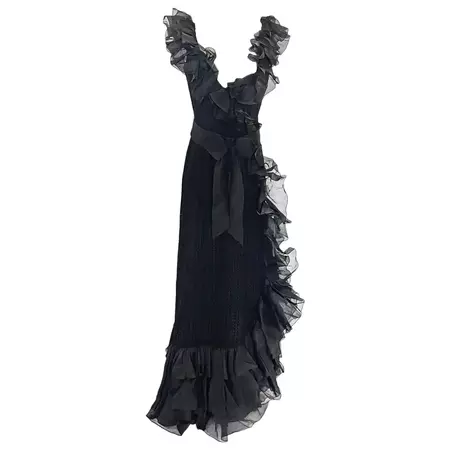 Vintage Chanel HC Eyelet Ruffle Gown 1979 For Sale at 1stDibs