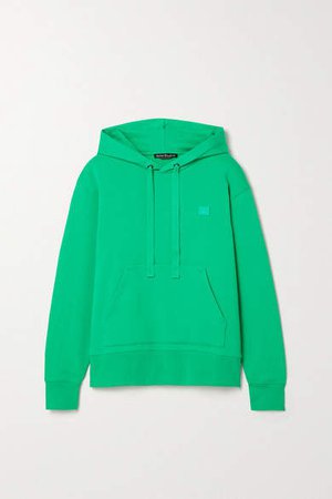 Ferris Face Appliqued Cotton-jersey Hoodie - Green
