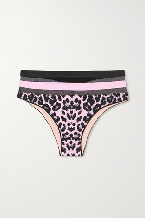 Zenaya Mesh-paneled Leopard-print Bikini Briefs - Pink