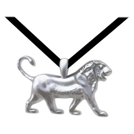 Thomas Kurilla White Rhodium Persepolis Lion Pendant Necklace