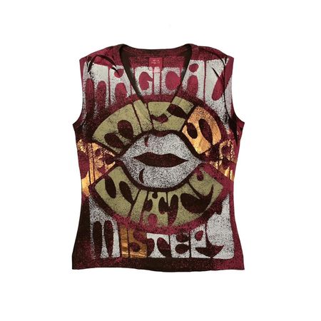 miss sixty shirt tank top with vintage vibes graphic print