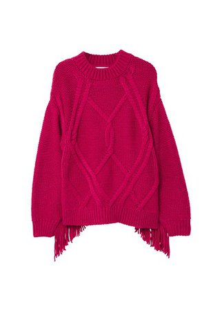 MANGO Fringed cable-knit sweater