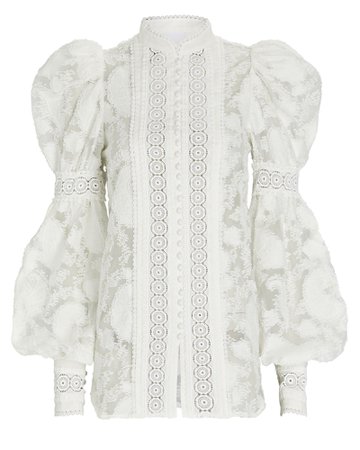 Acler Suffield Lace-Trimmed Puff Sleeve Blouse | INTERMIX®