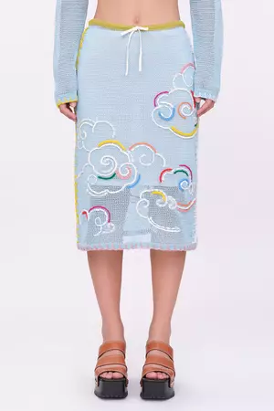 Netty Cloud Pencil Skirt in Sky Cotton Cord – YanYan