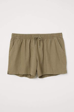 H&M+ Linen-blend Shorts - Green