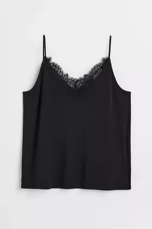 Lace-trimmed Camisole Top - Black - Ladies | H&M CA