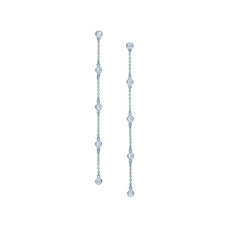 Elsa Peretti® Diamonds by the Yard® drop earrings in platinum. | Tiffany & Co.
