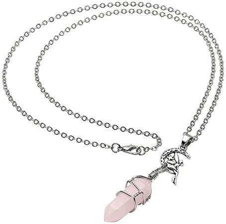 JOVIVI Silver Fairy Rose Quartz/Amethyst/Aventurine Gemstone Hexagonal Healing Point Chakra Pendant Necklace 24: Amazon.com.au: Fashion