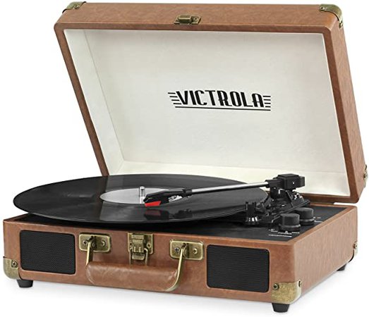 Amazon.com: Victrola Vintage 3-Speed Bluetooth Portable Suitcase Record Player with Built-in Speakers | Upgraded Turntable Audio Sound| Includes Extra Stylus | American Flag (VSC-550BT-USA): Electronics