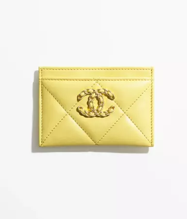 Chanel CHANEL 19 Card Holder - Shiny lambskin, gold-tone, silver-tone &  ruthenium-finish metal — Fashion, CHANEL