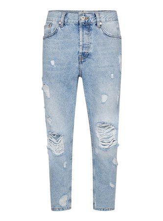 Light Wash Extreme Ripped Tapered Jeans - TOPMAN USA