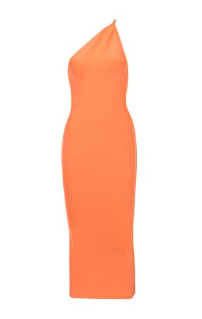 Clothing : Bandage Dresses : 'Sasha' Orange One Shoulder Bandage Dress
