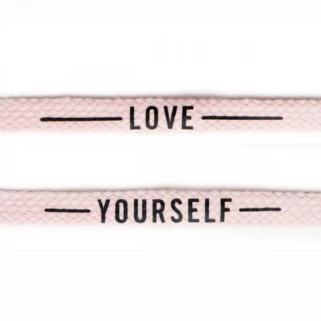 Love Yourself Pink Shoe Laces