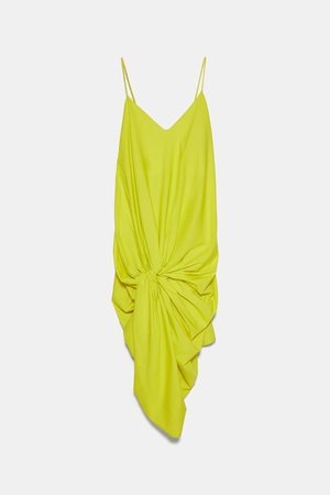 KNOTTED DRESS | ZARA United States neon green