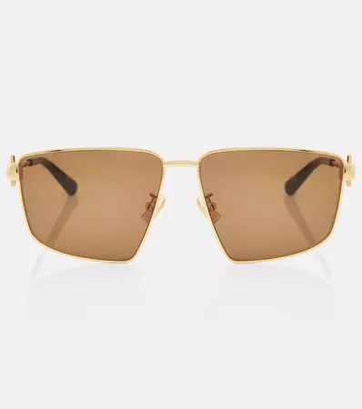 Rectangular Sunglasses in Brown - Bottega Veneta | Mytheresa