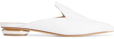 Beya Textured-leather Slippers - White