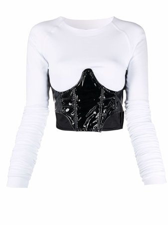 Gcds corset-waist longsleeved top white SS21W020040 - Farfetch
