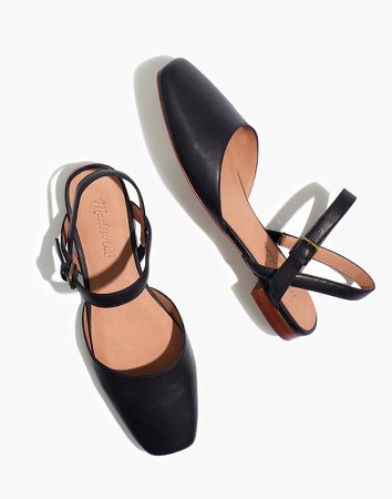 The Jeanne Slingback Flat in Leather
