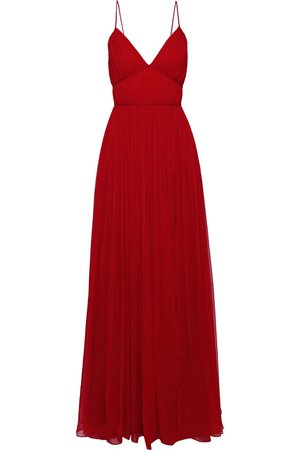 Red Pleated silk gown | Sale up to 70% off | THE OUTNET | CAROLINA HERRERA | THE OUTNET