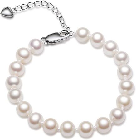Amazon.com: DENGGUANG Pearl Bracelets for Women 925 Sterling Silver 6-7mm 7-8mm 8-9mm Round White Freshwater Cultured Pearls Bracelet Gifts for Mom Wife Girlfriend: Clothing, Shoes & Jewelry