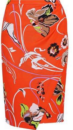 Wrap-effect Floral-print Stretch-jersey Skirt