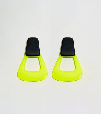 WANTED Yellow Neon Resin Earrings | New Look