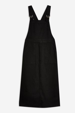 Black Denim D-Ring Midi Pinafore Dress - Dresses -Black - Topshop USA
