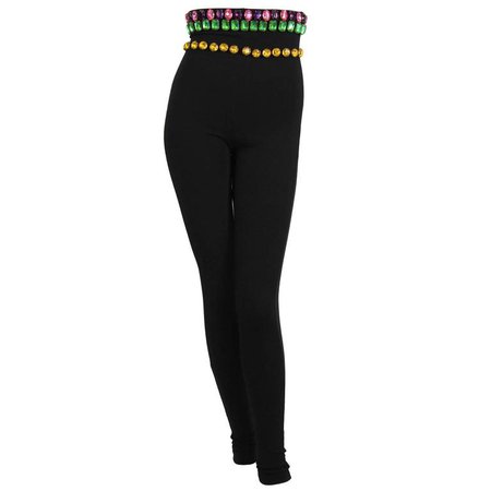 1980's Dolce and Gabanna Jeweled Leggings For Sale at 1stdibs