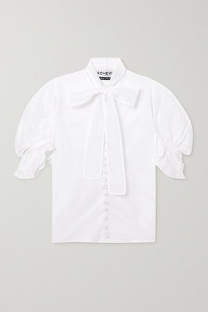 Chiquita Ruffled Pussy-bow Cotton-voile Blouse - White