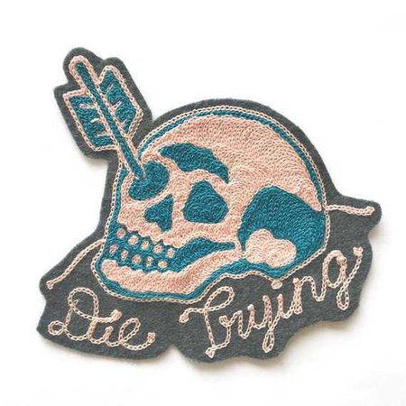 Die Trying Chain-Stitch Embroidered Felt Patch Iron on