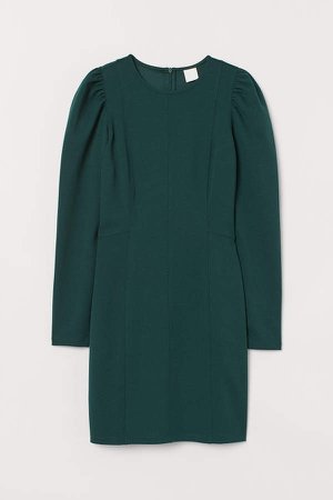 Puff-sleeved Dress - Green
