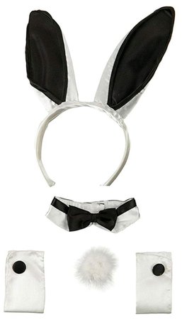Playboy Bunny Black White Ears Collar Bowtie Cuffs Set Jhats 22093 [1540901554-66634] - $8.40