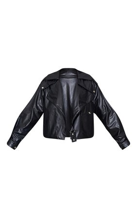 Black Faux Leather Pocket Front Jacket | PrettyLittleThing USA