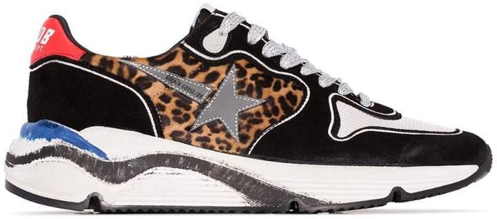 Running leopard-print panel sneakers