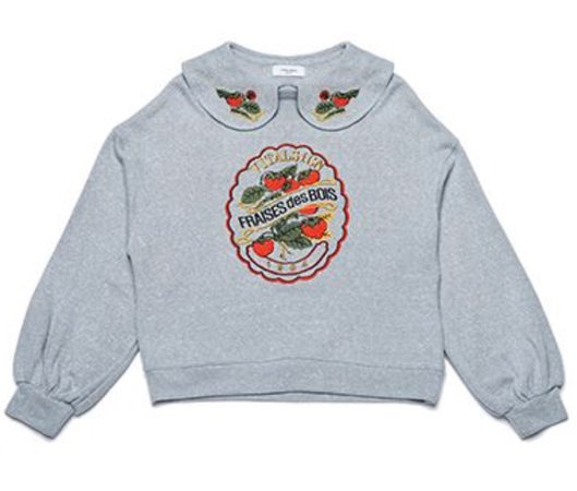 Strawberry Embroidered Collar Sweatshirt