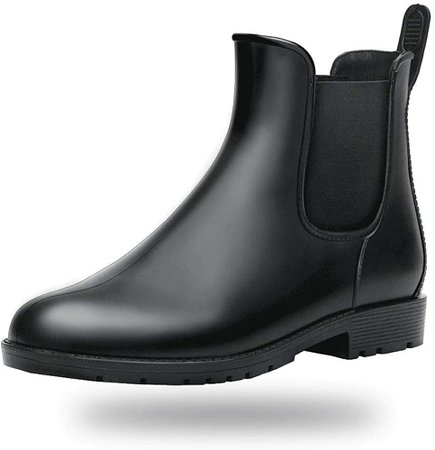 Amazon.com | Women Rain boots Waterproof Ankle Garden Shoes Anti-slip Chelsea Booties Black 6.5 B(M) US | Rain Footwear
