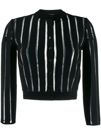 Black Alexander Mcqueen Sheer Panelled Knitted Cardigan | Farfetch.com