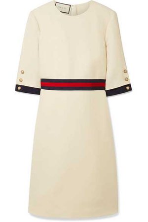 Gucci | Grosgrain-trimmed wool and silk-blend mini dress | NET-A-PORTER.COM