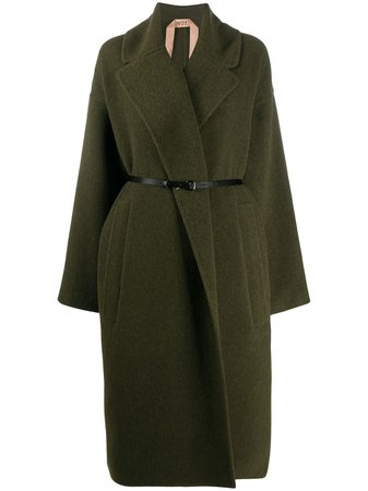 Nº21, belted-waist Oversize Coat