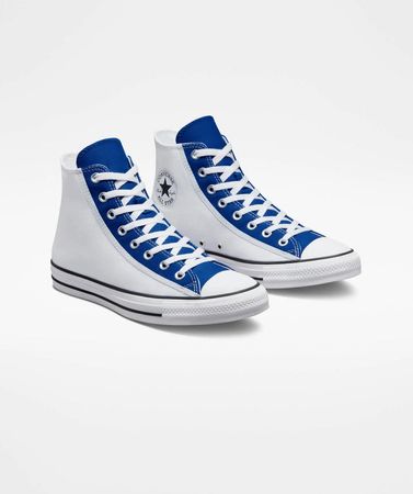 white and blue converse
