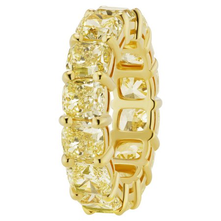 SCARSELLI 11.60 Carat Fancy Intense Yellow Diamond 18k Gold Eternity Band Ring