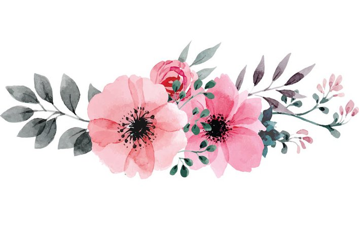Watercolor Flower Wall Decal Soft Pink Flowers